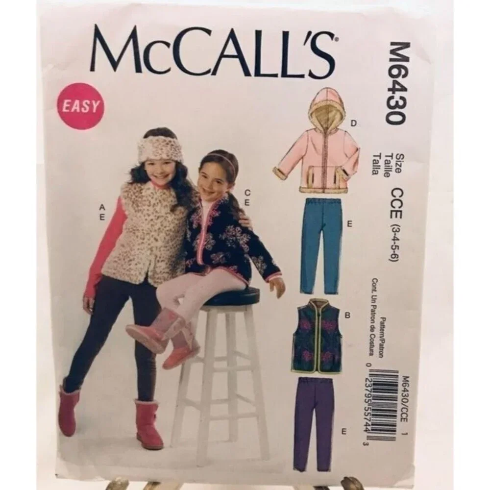 #M6430 McCalls girls outwear sewing pattern 3-6